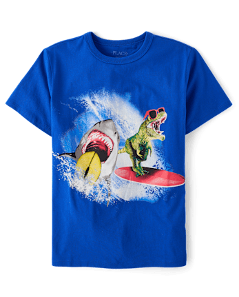 T-shirt à imprimé requin-dinosaure pour garçon