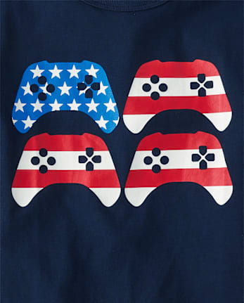 Boys American Flag Gamer Graphic Tee
