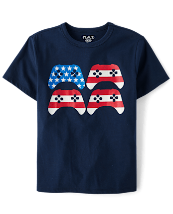 Boys American Flag Gamer Graphic Tee