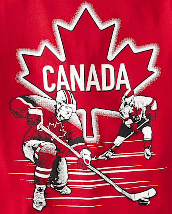 T-shirt graphique de hockey sur glace pour garçons - Fête du Canada