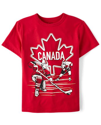 T-shirt graphique de hockey sur glace pour garçons - Fête du Canada