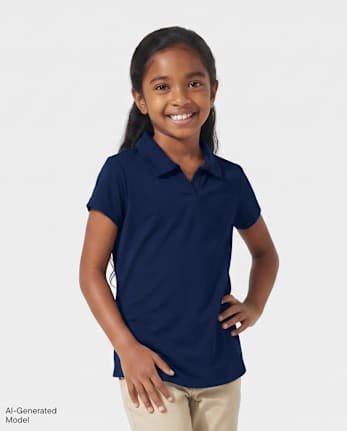 Girls Uniform Stretch Performance Polo - TIDAL