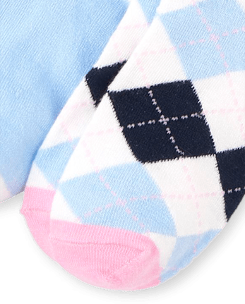 Lot de 2 paires de chaussettes montantes à motif argyle pour fille