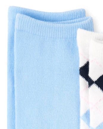 Lot de 2 paires de chaussettes montantes à motif argyle pour fille