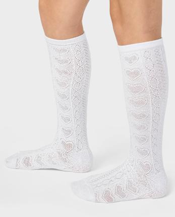 Girls Heart Pointelle Knee Socks 2-Pack