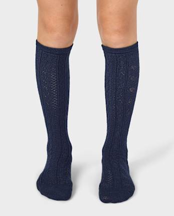 Girls Heart Pointelle Knee Socks 2-Pack