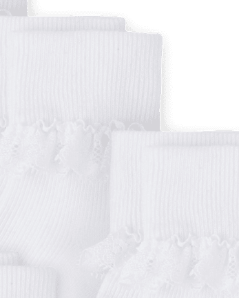 Lot de 6 paires de chaussettes à revers en dentelle pour filles