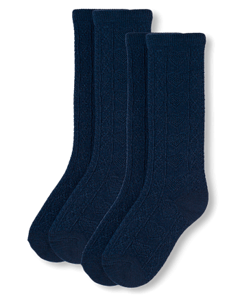 Lot de 2 paires chaussettes mi-mollet en pointelle pour fille
