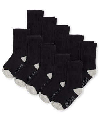 Boys Cushioned Crew Socks 10-Pack