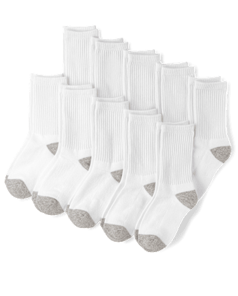 Boys Cushioned Crew Socks 10-Pack