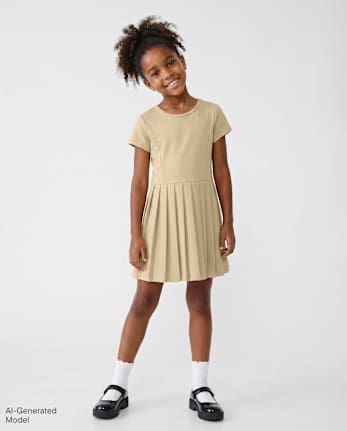 Girls Uniform Quick Dry Pleated Tennis Dress - SANDY