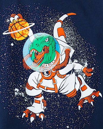Lot de 2 t-shirts à imprimé dinosaure spatial pour garçon