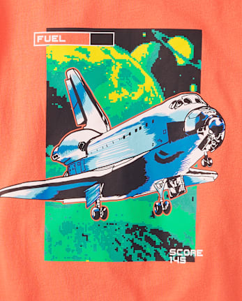 Lot de 2 t-shirts à imprimé dinosaure spatial pour garçon