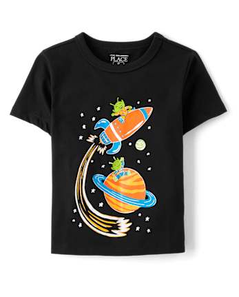 Baby And Toddler Boys Glow Space Alien Graphic Tee