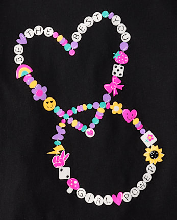 Girls Beaded Bracelet Graphic Tee