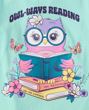 Girls Owl Reading Graphic Tee
