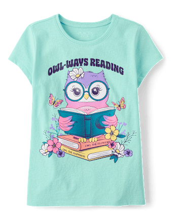 Girls Owl Reading Graphic Tee