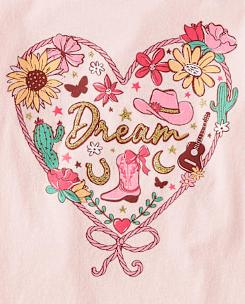 Girls Western Heart Graphic Tee