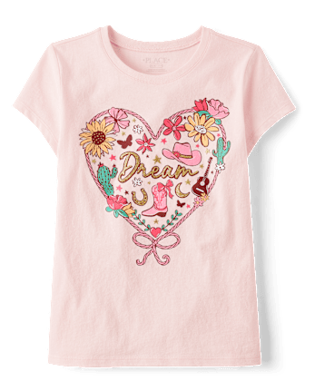 Girls Western Heart Graphic Tee