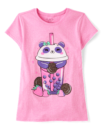 T-shirt graphique Panda Drink pour filles
