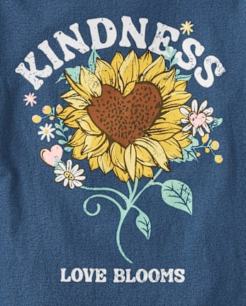 Girls Kindness Sunflower Graphic Tee