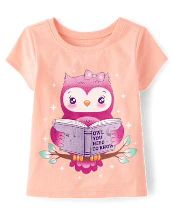Baby And Toddler Girls Owl Reading Graphic Tee