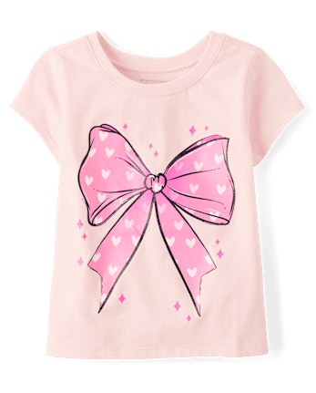 Baby And Toddler Girls Bow Graphic Tee