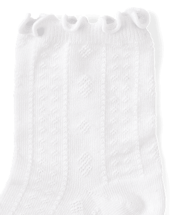 Girls Pointelle Ruffle Midi Socks