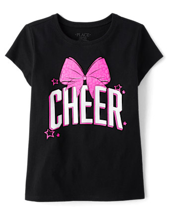 Girls Cheer Bow Graphic Tee