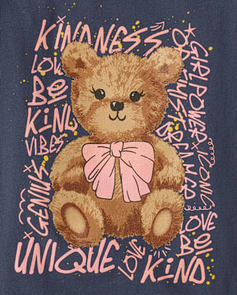 T-shirt graphique avec mots positifs « Girls Bear »