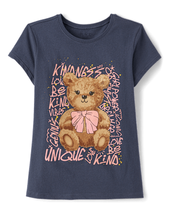 T-shirt graphique avec mots positifs « Girls Bear »