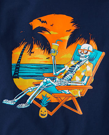 Boys Summerween Skeleton Beach Graphic Tee