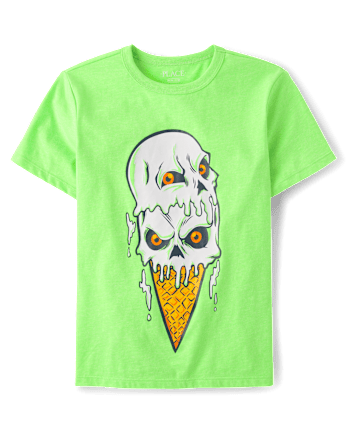 Boys Summerween Skeleton Ice Cream Cone Graphic Tee