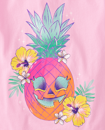 Girls Summerween Skull Pineapple Graphic Tee