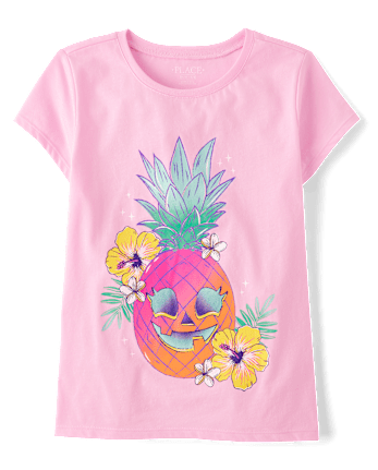 Girls Summerween Skull Pineapple Graphic Tee