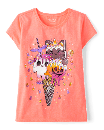 Girls Summerween Ice Cream Cone Graphic Tee