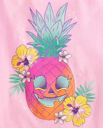 Baby And Toddler Girls Summerween Skull Pineapple Graphic Tee