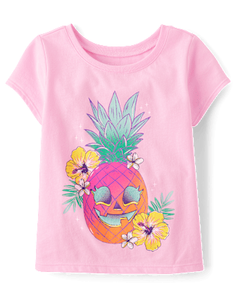 Baby And Toddler Girls Summerween Skull Pineapple Graphic Tee