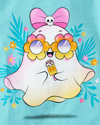 Baby And Toddler Girls Ghost Flowers Graphic Tee