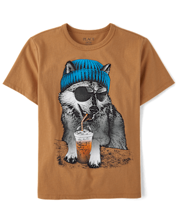 Boys Wolf Beanie Graphic Tee