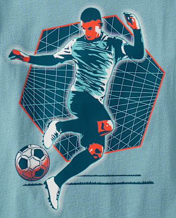 Boys Soccer Player Grid Graphic Tee