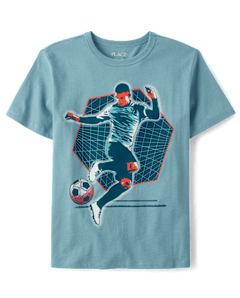 Boys Soccer Player Grid Graphic Tee