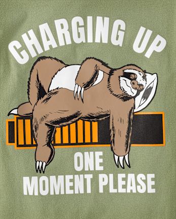 Boys Recharging Sloth Graphic Tee