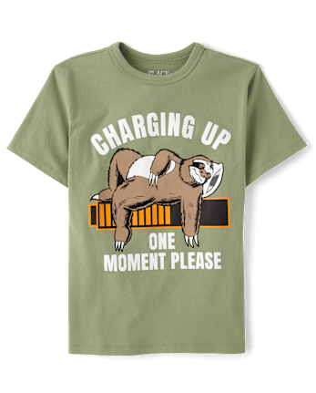 Boys Recharging Sloth Graphic Tee