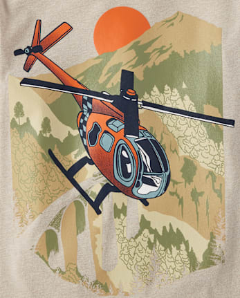 Boys Helicopter Forest Graphic Tee