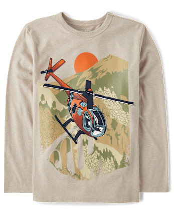 Boys Helicopter Forest Graphic Tee