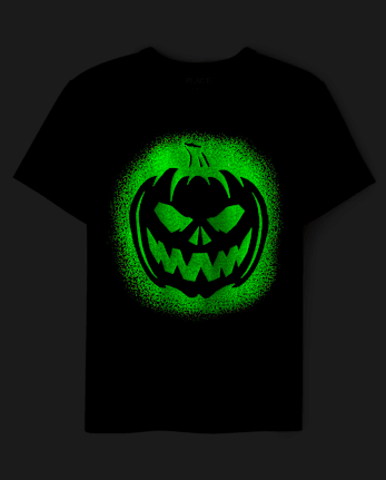 Boys Glow Pumpkin Face Graphic Tee