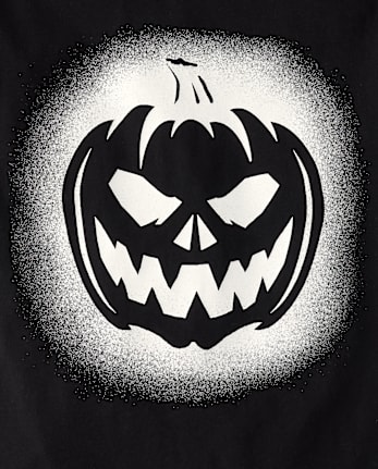 Boys Glow Pumpkin Face Graphic Tee