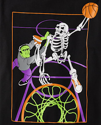 Boys Skeleton Basketball Player Graphic Tee