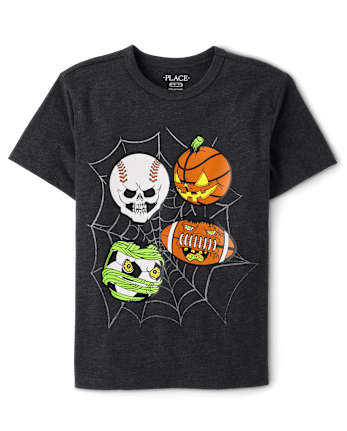 Boys Halloween Sports Balls Graphic Tee